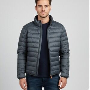 SAVE THE DUCK Alexander Puffer Jacket Mens M Ultra Light Down‎ Alternative  Gray